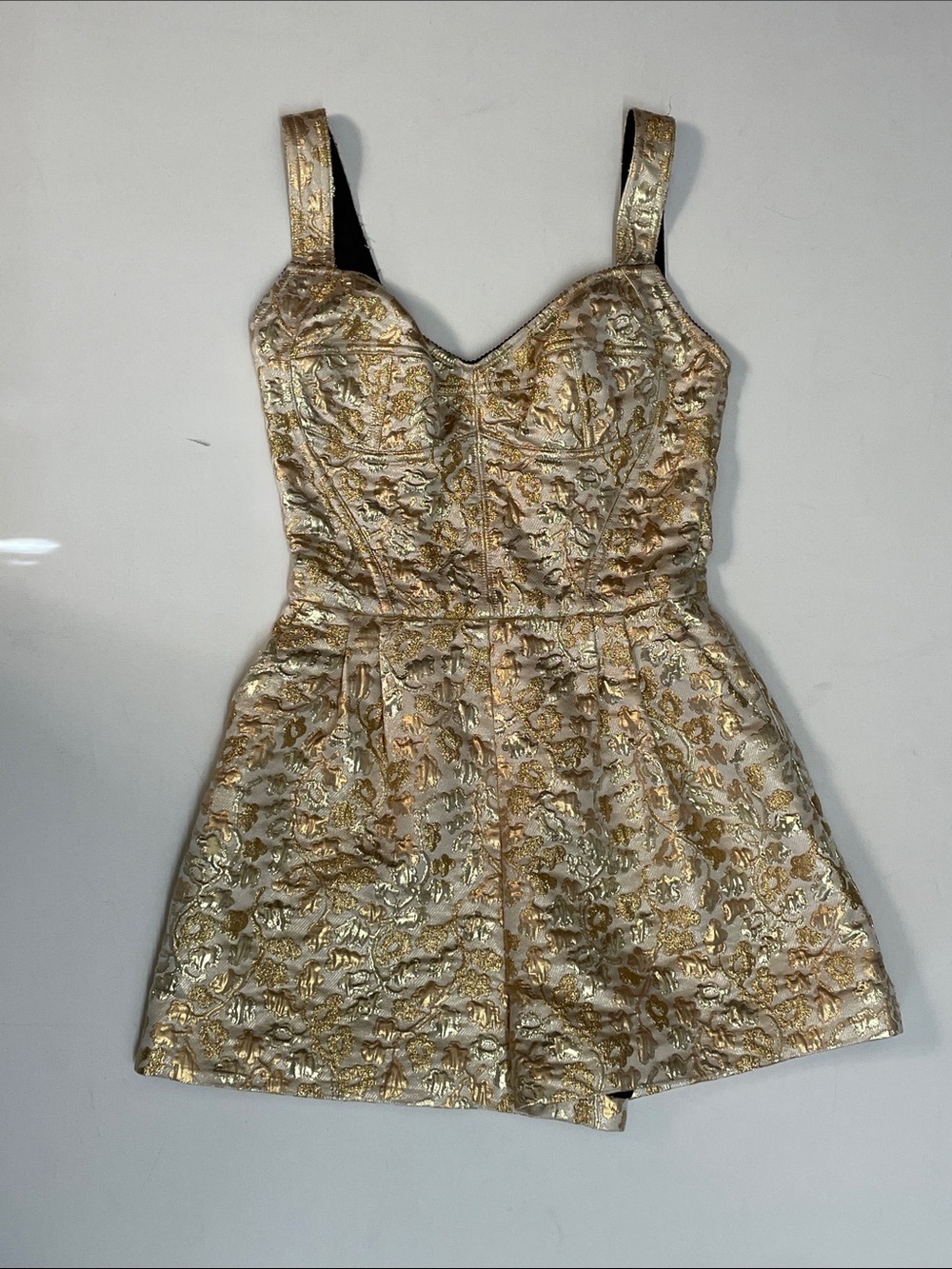 Gold Floral Jacquard Mini Romper